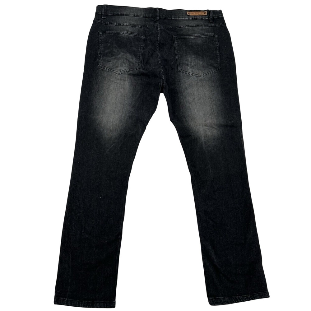 Evolution In Design Mens Faded Black Whiskered Stretch Jeans 40x32 Straight Leg